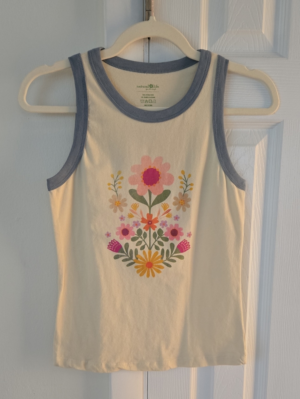 Natural Life Ringer Tank Top Ivory Folk Flower NWOT Women Small - Picture 2 of 9